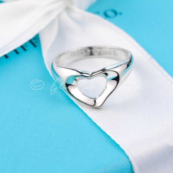 Tiffany & Co. Jewelry - Tiffany & Co. Heart Ring Elsa Peretti Open Heart Ring Size 5.5 Silver w/Pouch